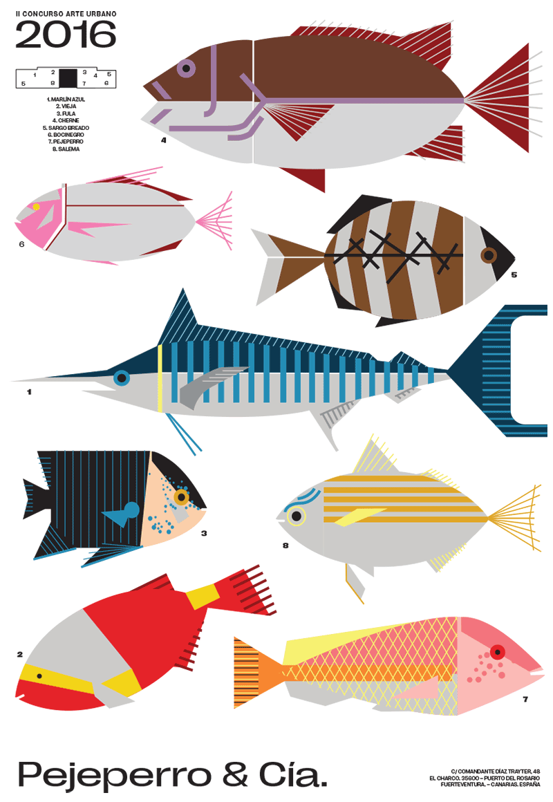 poster of the fishes from the Pejeperro & Cía. mural