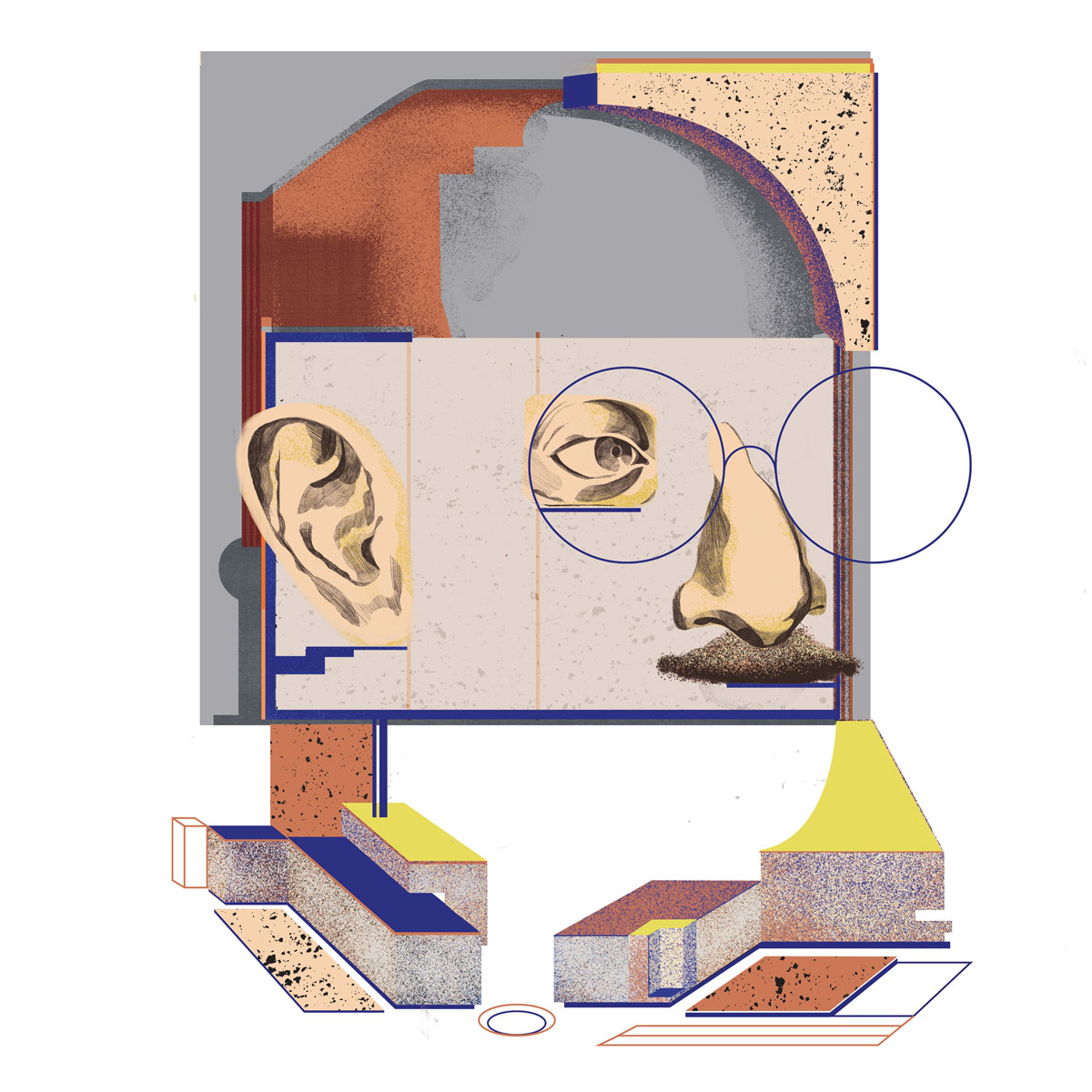 Illustration of Carlo Scarpa for The Architectural Review