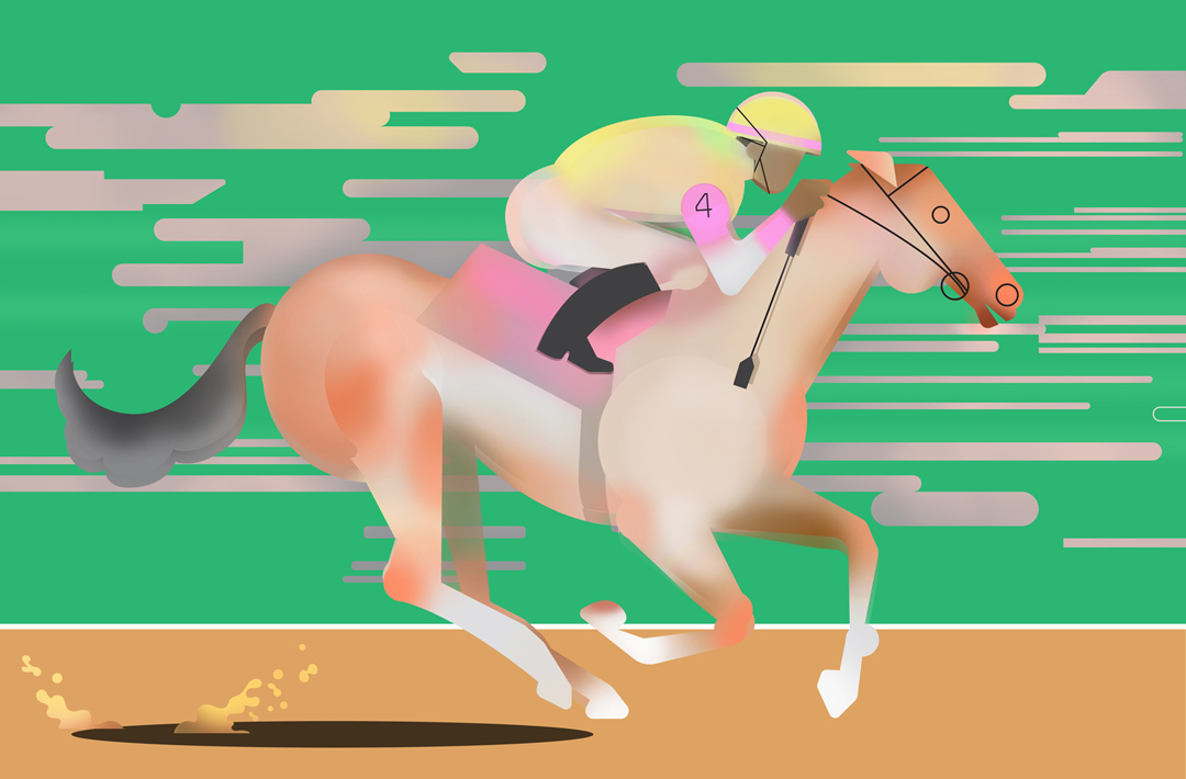illustration of a jockey horseback riding 